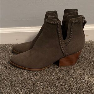 Brown Suede Ankle Boots with Western Design
